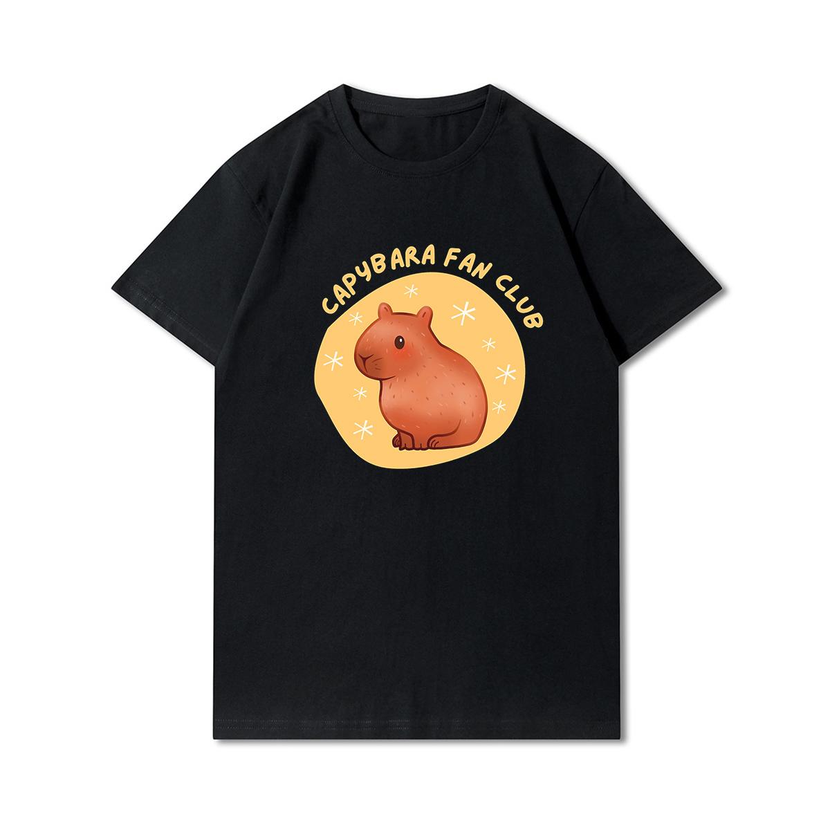 

Плюс размер S-5XL Капибара с принтом спереди мужские футболки с круглым вырезом хлопковые топы повседневные футболки XXXXXL