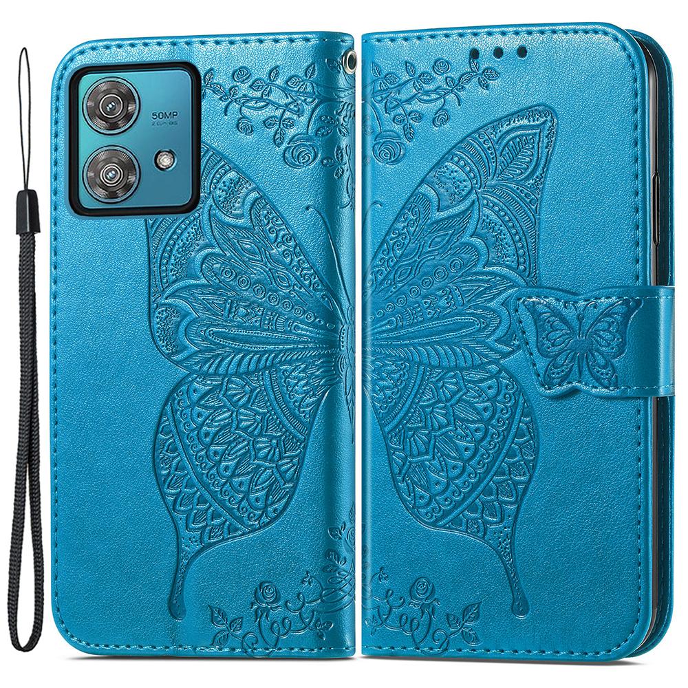For Motorola Edge 40 Neo 5G Case Butterfly Imprinted Wallet Phone Cover with Card Slots