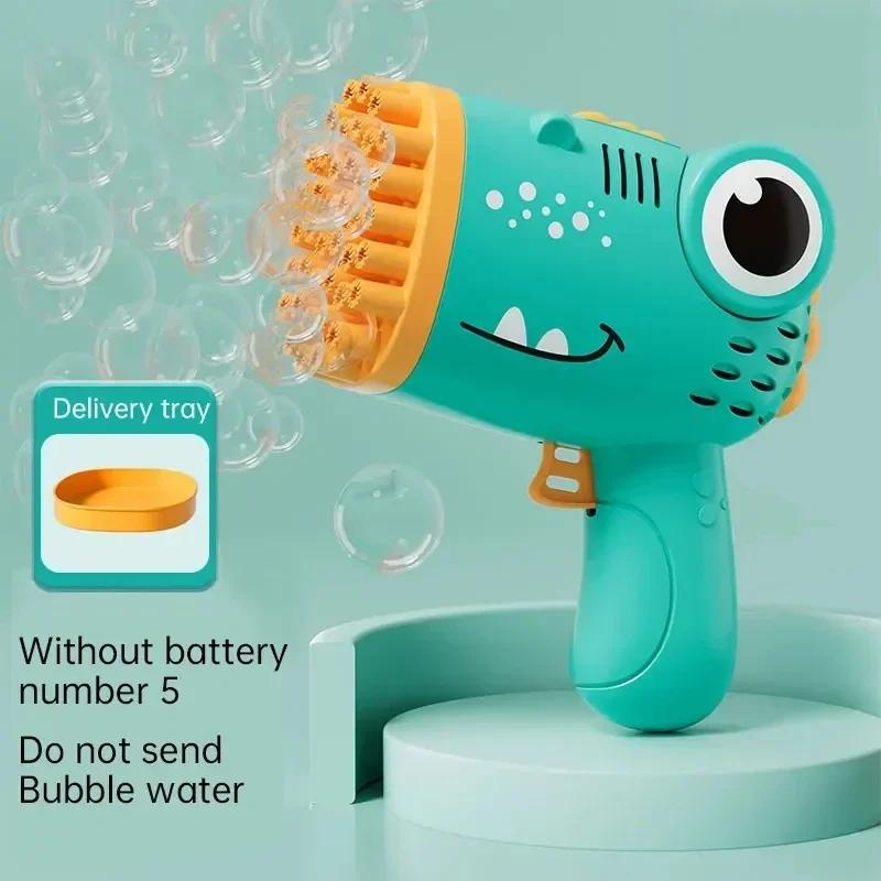 

Dinosaur Bubble Machine Gun 40 Holes Bubble Gun Bath Plaything Automatic Machine Soap Bubble Gun Kids Plaything (Not Include Battery)