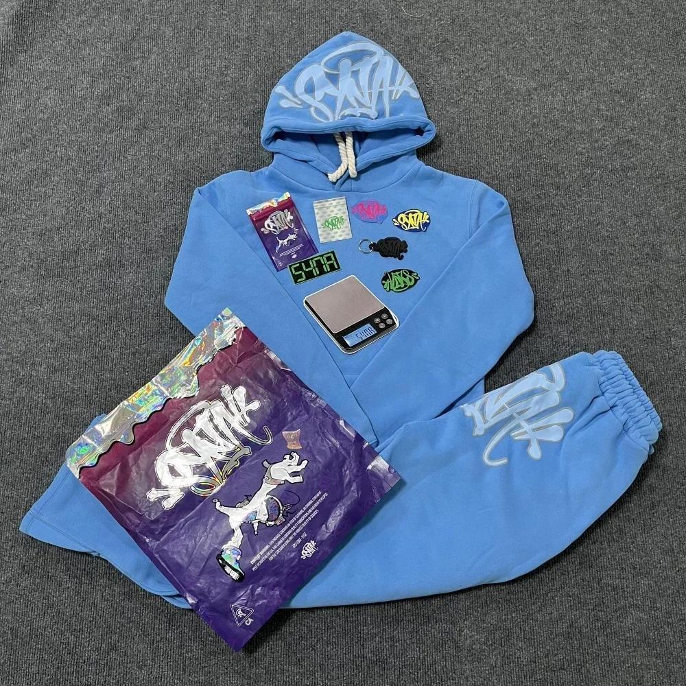 Unisex zimowy komplet dresowy z kapturem w stylu hip-hop