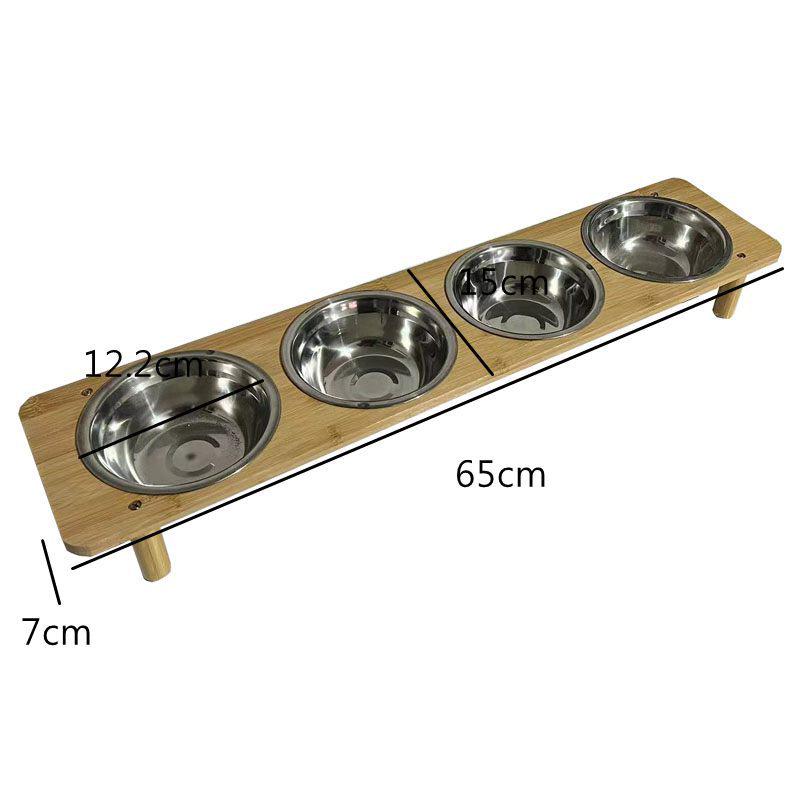 Anti-Tip Stainless Steel Pet Bowls with Bamboo Stand - Double Bowl Set for Cats & Dogs