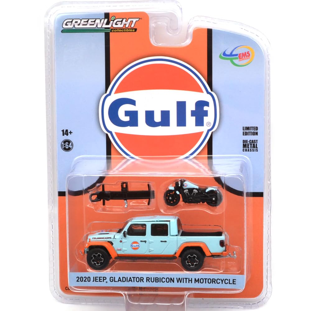 

GREENLIGHT Масштаб Индонезия Эксклюзив 2020 Jeep Gladiator Rubicon с Indian Motorcycle Gulf 164 - - [Товар]