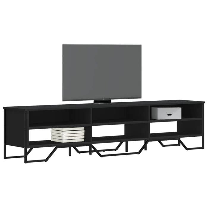 VidaXL Meuble TV noir 180x34x41 cm bois d'ingénierie, support TV, buffet TV, meuble multimédia, banc TV, meuble hifi, centre 848574