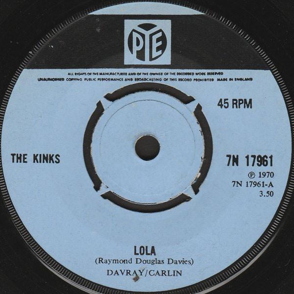 

7-дюймовая пластинка KINKS Lola 7N17961 Pye Records 1970 UK Рок Б/у
