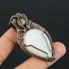 Selenite & Rainbow Moonstone Jewelry, Handmade Gemstone Pendant, 999 Copper Wire Wrapped Pendant Antique Jewelry, For Engagement Gift