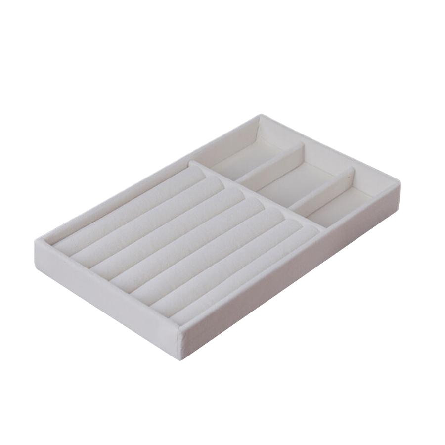 1PC, Flocking Jewelry Box Jewelry Tray, Color: Beige