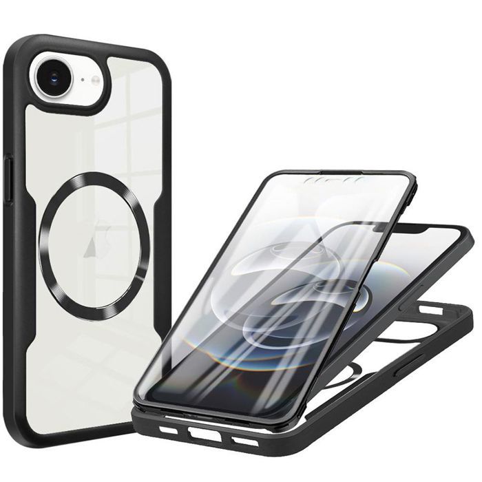Coque de protection pour iPhone 16e - BOOLING - Rigide - Antichoc - Noir - Chargeur sans fil compatible
