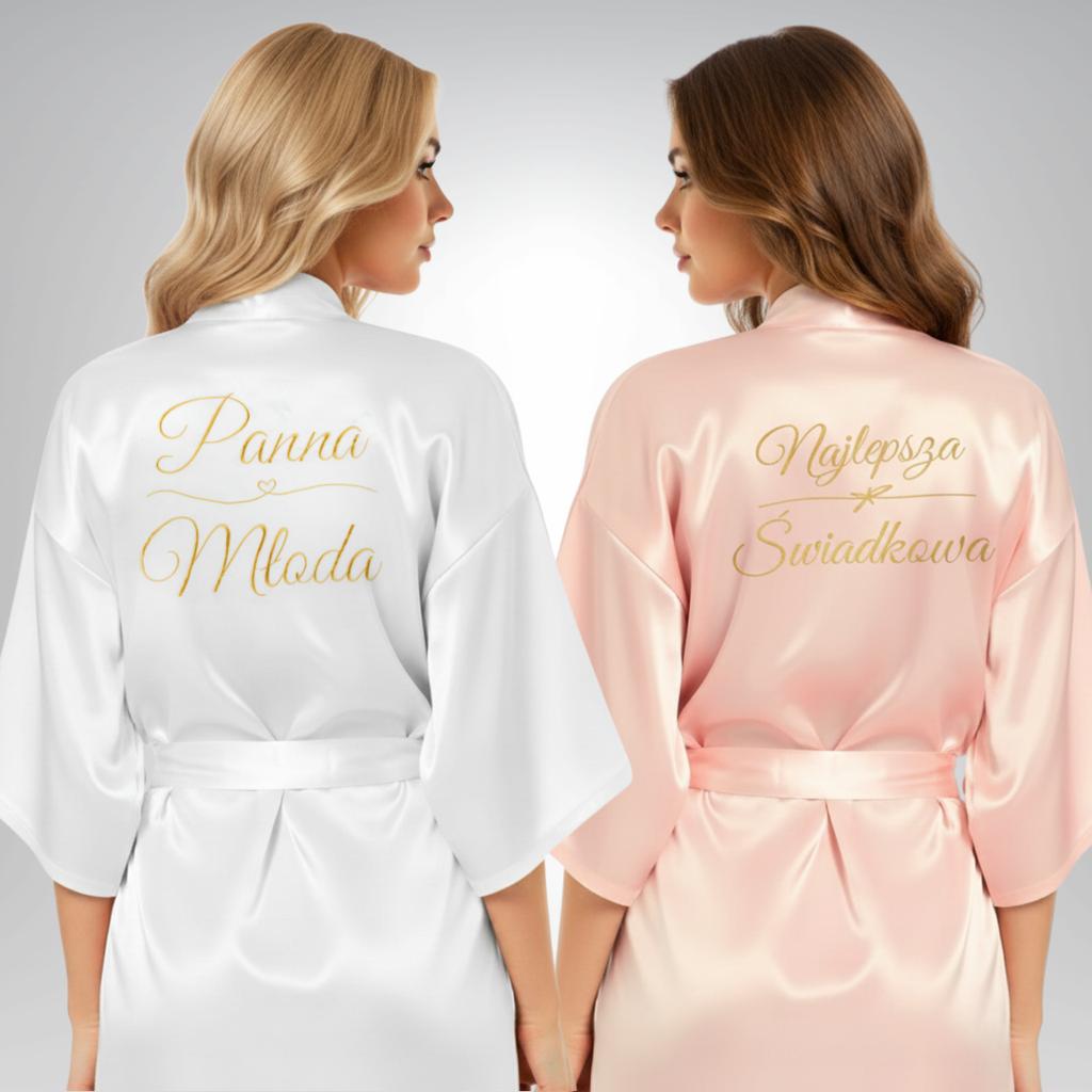 Set of Robes Bride and Bridesmaid White Pink Size L