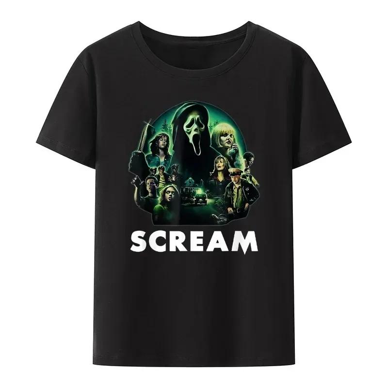 2025 Summer Halloween 100% Pure Cotton T-shirt, Horror Movie Harajuku Graphic Popular Gothic Men's T-shirt