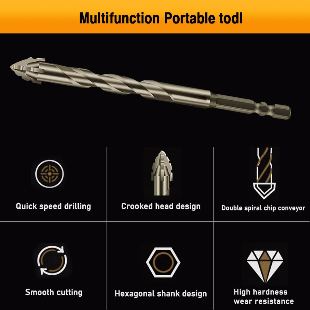 6PCS 4-Blade Saw Tooth Eccentric Drill Bit High-Strength Alloy Twist Drill Bit 4/5/6/8/10/12mm Rotary Tool Accessory Hand Tools