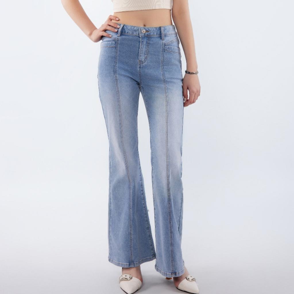 Dámské evropské a americké stylové a všestranné džíny s vysokým pasem a širokými nohavicemi