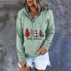 Women  Winter Casual Christmas Fashion Print Hooded Button Sweatshirt