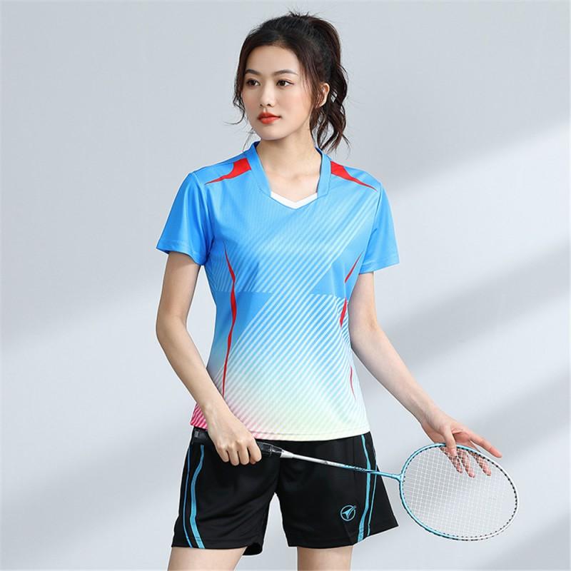 Unisex Badminton Sport Set Short Sleeve Top Shorts Men Women Kids Athletic Wear