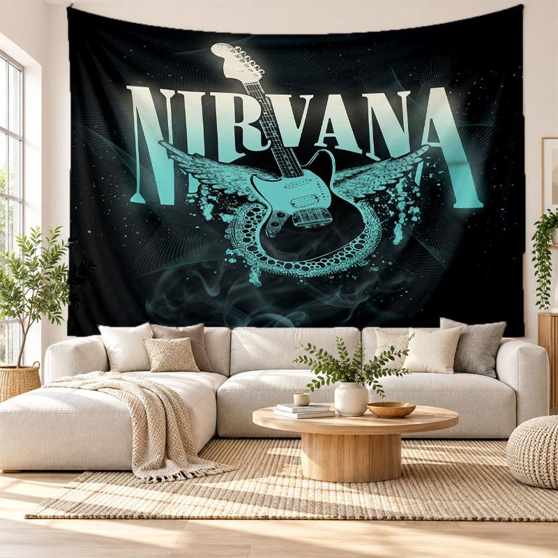 Nirvana Wall Tapestry, Soft Fabric Wall Hanging, Decorative Backdrop For Bedroom Home Wall Art