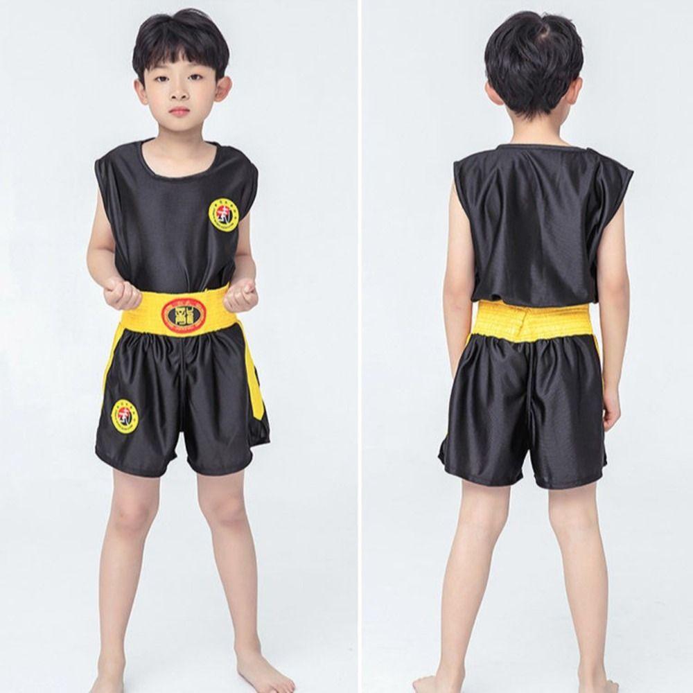 Free Combat Dragon Kick Boxing Suit Vest Sanda Uniform MMA Muay Thai Shorts and T-Shirts  Kids