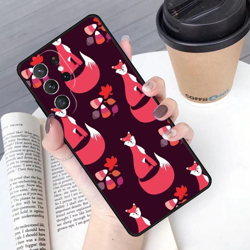 Autumn Leaves Fall Fox phone case Cover For Samsung Galaxy S24 S25 Ultra S21 S22 Ultra S10E Note 10 Plus Note 20 FE S23