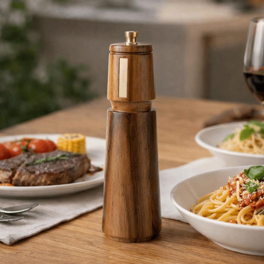 Adjustable Particle Size Acacia Wood Pepper Mill Set Manual Spice Mill Bottle  Cooking