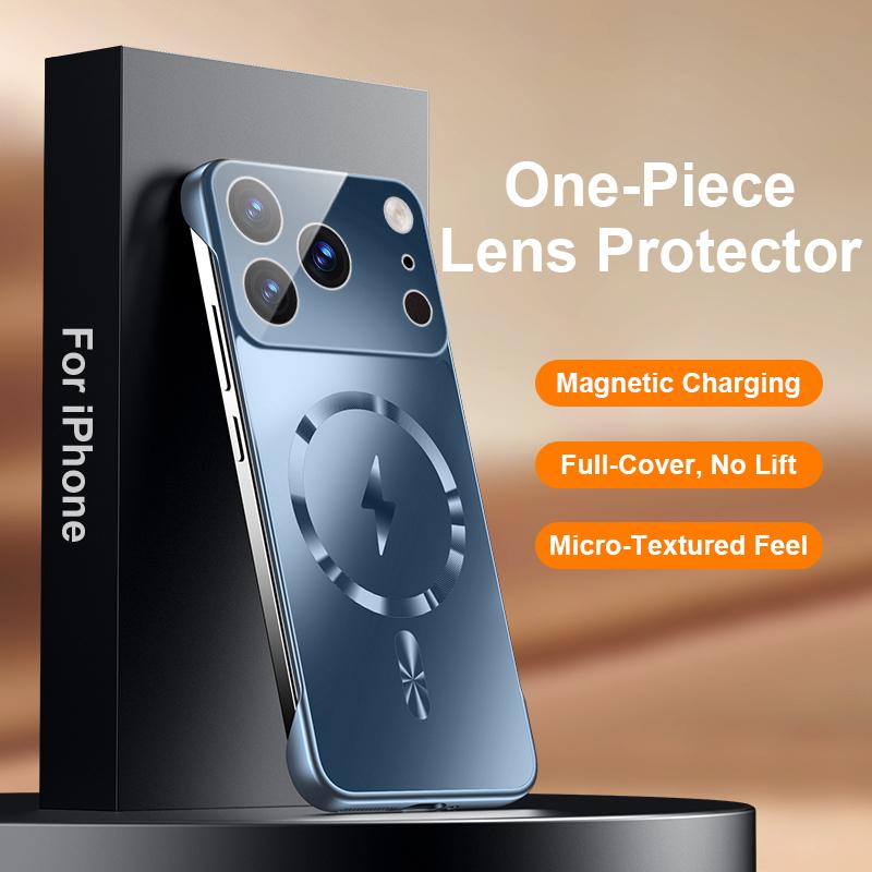 Custodia Magnetica Senza Bordi Ultra Sottile Per iPhone 17 Pro Max 16 15 14 13 Pro Max 12 11 Lusso Protezione Lente Placcatura Cover Rigida in PC per Telefono
