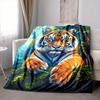 1pc Tiger Print Blanket, Lightweight Flannel Fleece with Digital Printing, Soft Warm for Sofa, Travel, Camping, Office, Couch, Chair, and Bed, All-Sea
