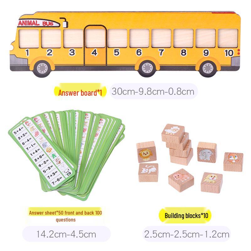 

Wooden Animal Bus Puzzle Toy: Digital, Mathematical, and Logical Thinking Training Aid for Children