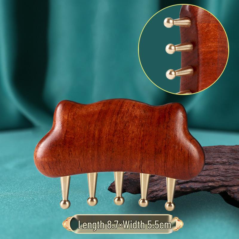 Sandalwood Air-Cushion Meridian Massage Brush for Abdominal and Liver Stimulation