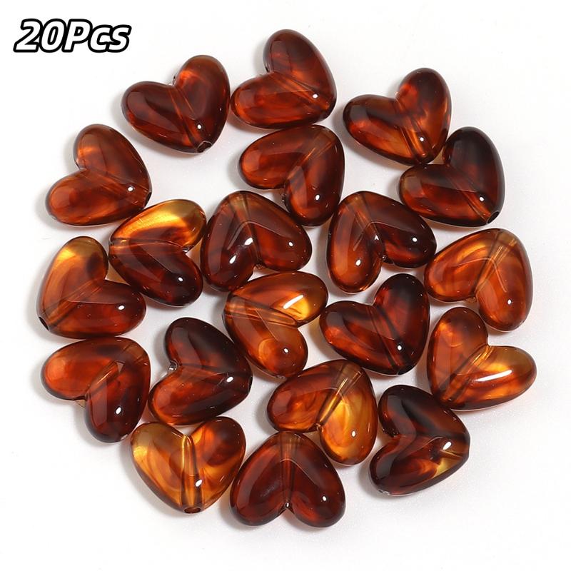 20Pcs Imitation Stone Heart Shape Acrylic Beads Dual Color Loose Bead For Jewelry Making Diy Charms Bracelet Necklace Accessorie