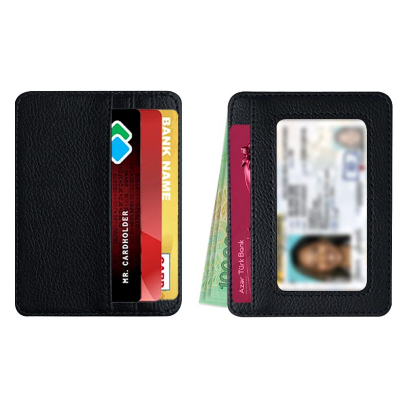 1Pc Multi Slot Coin Wallet Box ID Card Holders Solid Color PU Leather Bank Credit Card Slim Card Case