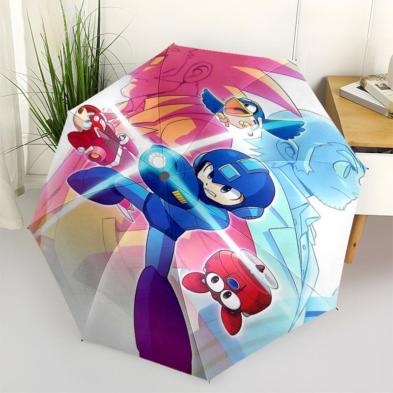 

1pc Mega Man Automatic Opening Folding Outdoor Umbrella - 8 Bone Iron Frame, Suitable for Fans, Travel, Daily Use, Gift for Mega Man Enthusiasts.