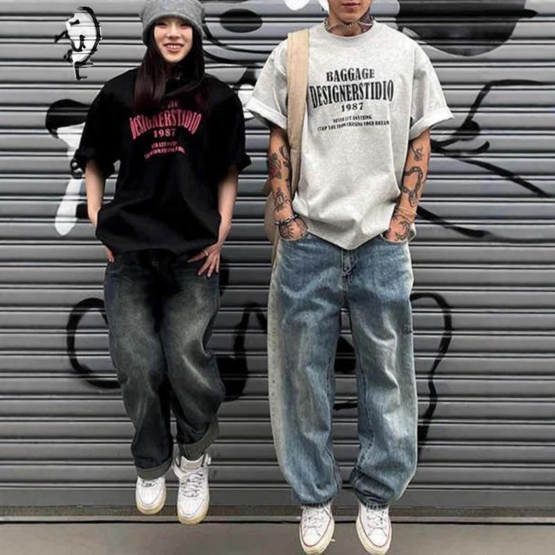 Summer Letter Printing Loose Casual Pullover Cotton T-shirt Women Short Sleeve Harajuku Style All-match Tee Top