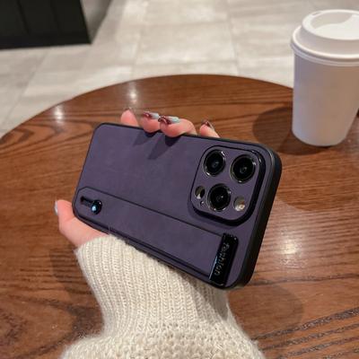 Matte Suede Leather Tpu Case For Iphone 15 Pro Max 14 13 12 11 Shockproof Wristband Phone Case Plain Color Cover