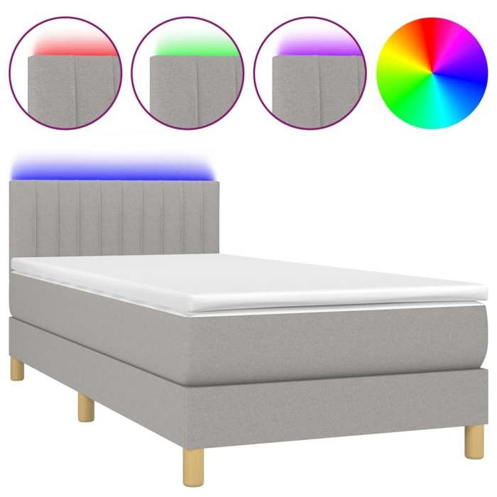 VidaXL Sommier à Lattes de Lit avec Matelas et LED, Lit Rembourré, Lit Simple, Lit Adulte de Chambre à Coucher Intérieur, 3133829