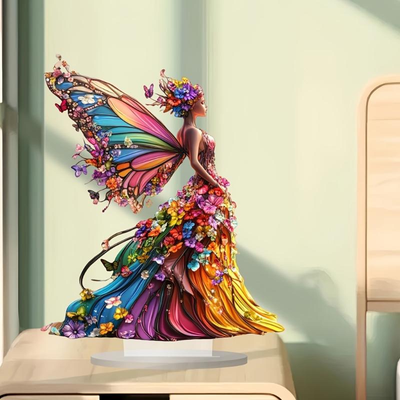 Acrylic Butterfly Fairys Statue Figurines Table Centerpieces Butterfly Fairys Sculpture Table Ornament Home Decorations J0MC