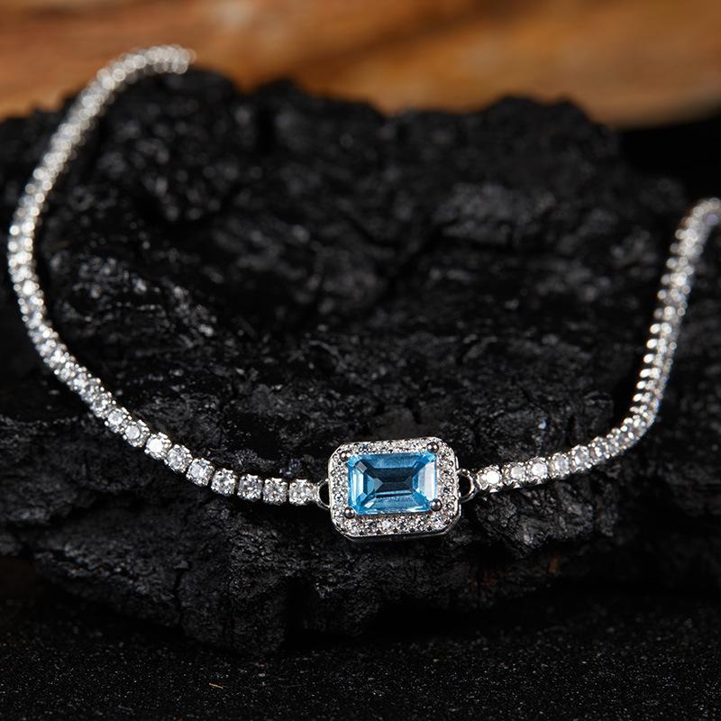 S925 Sterling Silver Natural Colored Treasure, Sugar Cube Stud Earrings, Ear Jewelry Gifts, Light Luxury, Elegant Niche Temperament, High-End Earrings