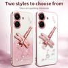 Pro Xiaomi Redmi 13C 4G/Poco C65 4G Pouzdro Vážka Stojánek TPU Květiny Třpytivý Kryt na Telefon