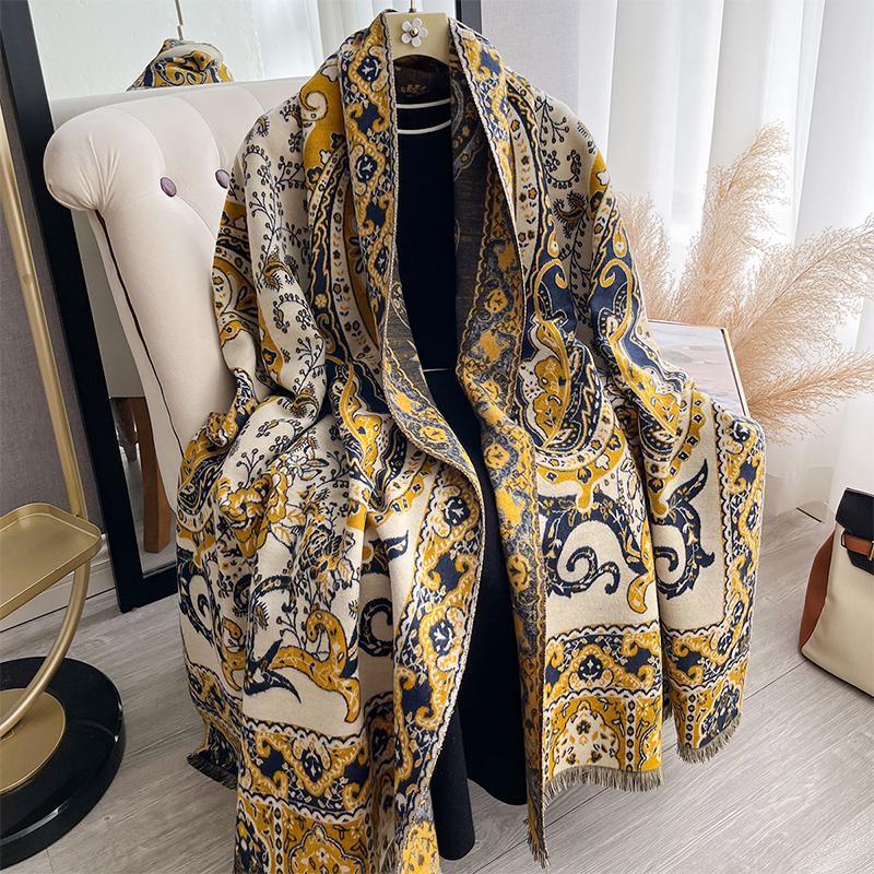 Women's Winter Luxury Imitation Cashmere Paisley Pashmina Scarf Shawls Wraps Bufanda Hijab Travel Echarpe Warm Blanket