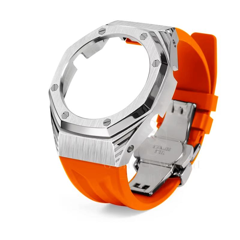 

GA-2100/2110B2100/ Для Casio Дуб Фермерський Модифіковані GM2100 Серія Сталевий Корпус Фторгумовий Ремінець Аксесуари GM-2100 GBM-2100
