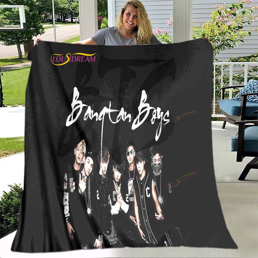 BTS 3D Kpop Bangtan Boys Couverture de lit Bureau Maison Randonnée Pique-nique Couette Épaisse Couvre-lit Tendance Couverture en Flanelle