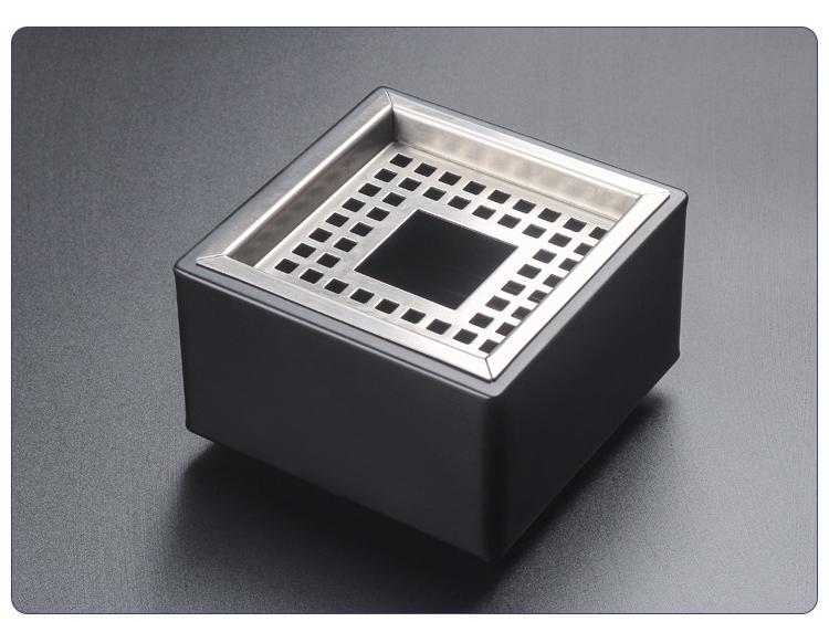 Modern Large Stainless Steel Square Ashtray with Anti-Fly Design for Cigar Rest in Living Room