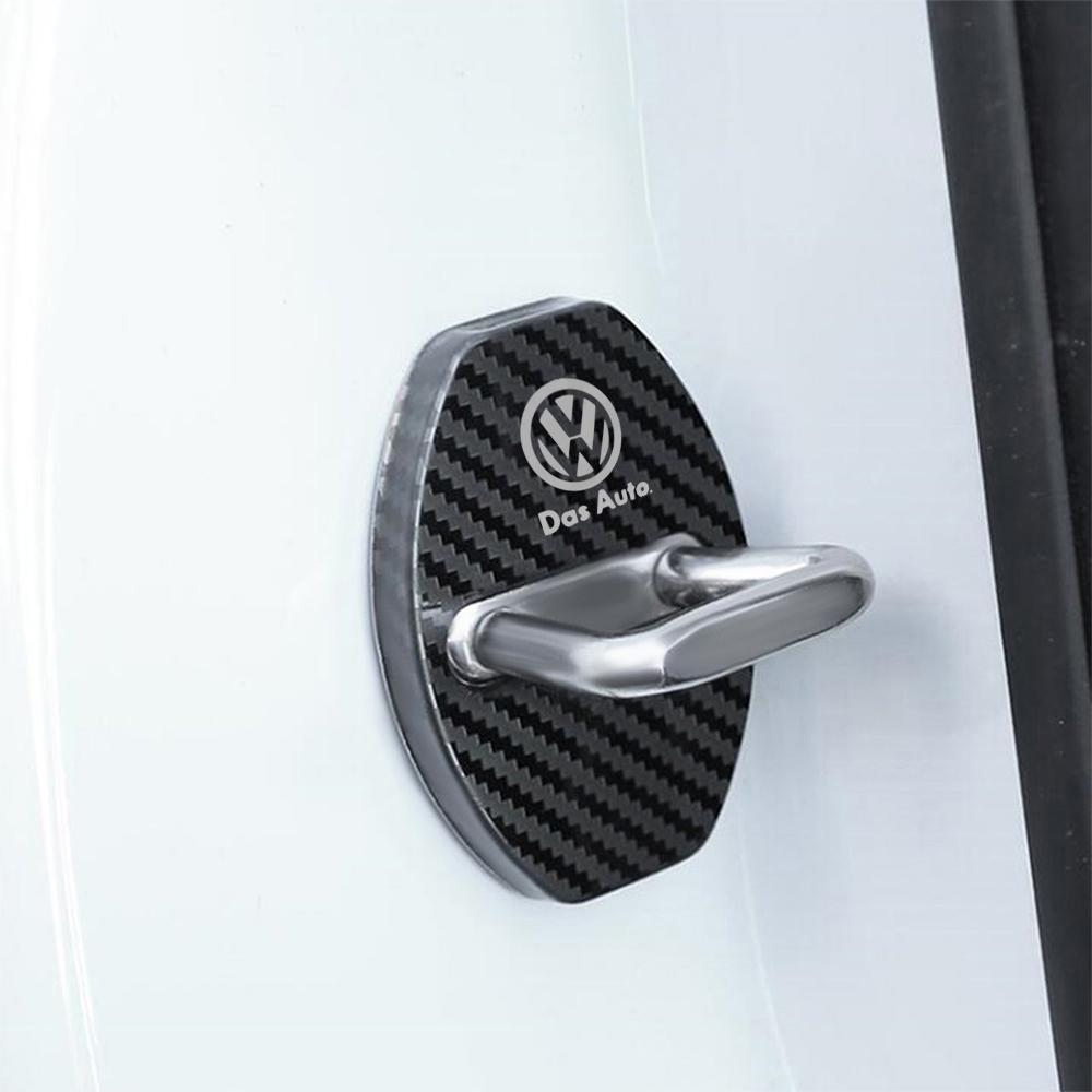 VW 4PCS Car Interior Door Lock Cover Stainless Steel Auto Door Latch Protective Stickers For Volkswagen VW GOLF Polo Beetle Tiguan EO1