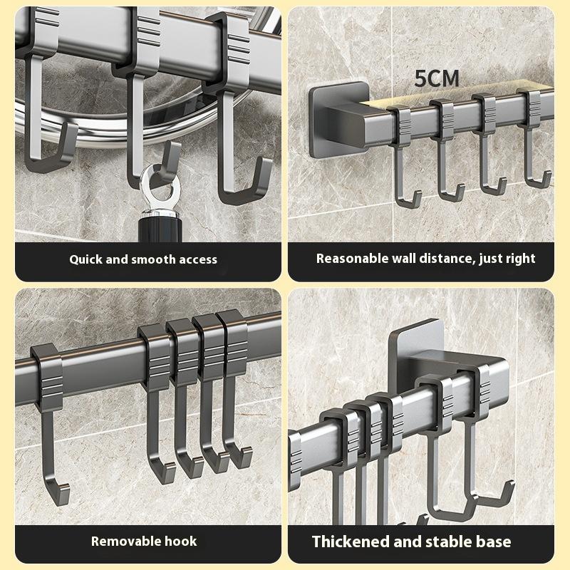 Kitchen Hook No Drilling Wall Mounted Rack Pot Spoon Knife Holder Storage Shelf For Kitchen Utensils