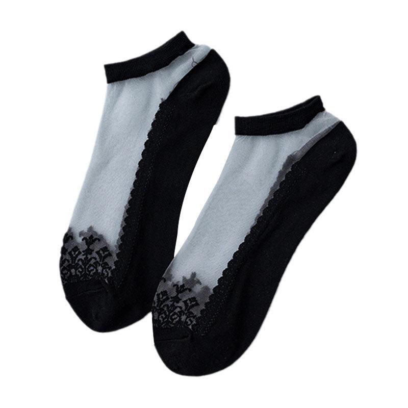 Summer Crystal Silk Low-Cut Breathable Women's Socks - Invisible, Wear-Resistant, Thin Cotton Bottom