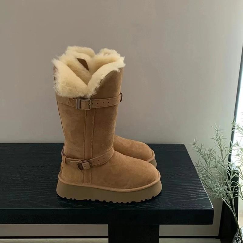 

Soft fur version~ thick-soled thin fur integrated medium tube snow boots women s 2025 new velvet thickened warm cotton shoes 40