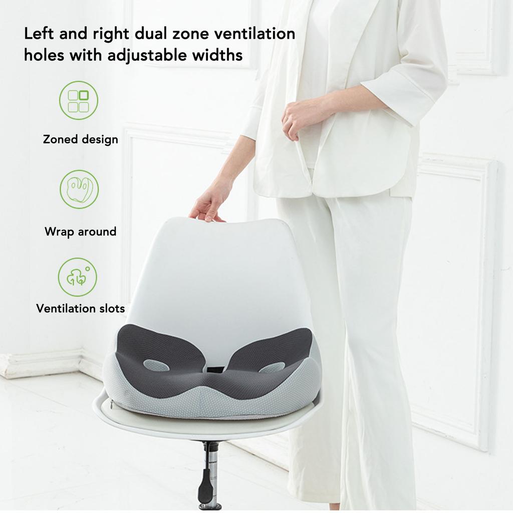 Memory Foam Seat Cushion W Shaped Support High Density Breathable Adjustable Office Chair Cushion Dark Gray