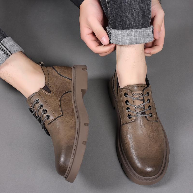 2025 New Leather Shoes Men's Big Head Casual Shoes Non-slip Soft Sole Leather Fashion Men's Shoes