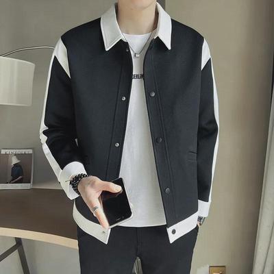 Men's 2023 Spring Korean Casual Trend Lapel Jacket - Stylish Color Block Fashion Top