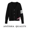 TbB Women's Knitted Cardigan - Trendy Four-Stripe College Style, Versatile Spring/Autumn Sweater Coat