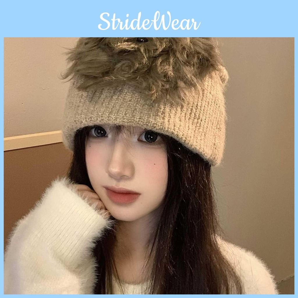 Trendy Dog Knitted Plush Winter Hat For Women Soft And Warm Accessory Fashionable