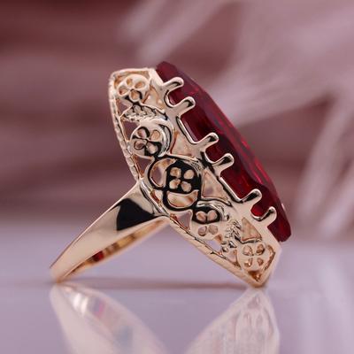 Anillos huecos diarios de Color oro rosa, anillos de mujer de circón Artificial rojo con ojos