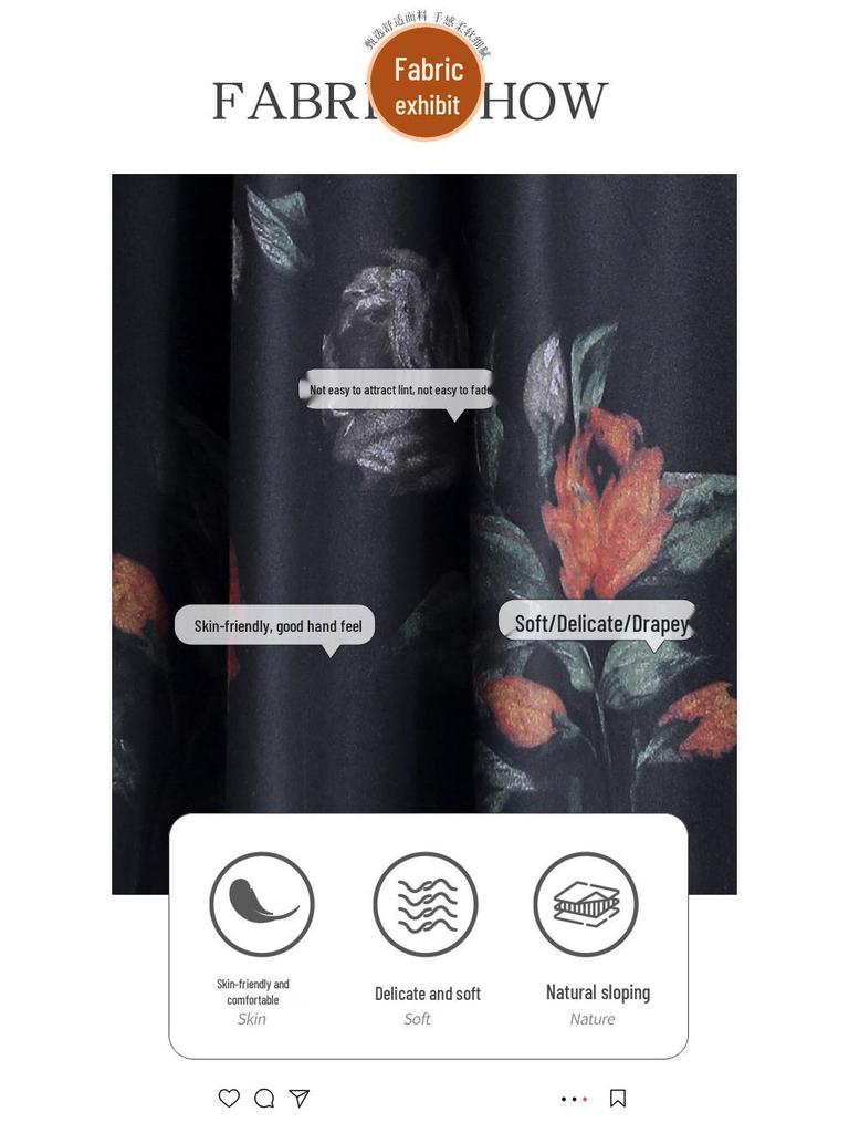 2026 New Style High-Waisted Wool Blend Reversible Velvet A-Line Mid-Length Skirt with Print