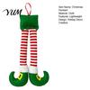 Holiday Hanging Ornaments for Tree Christmas Elf Leg Ornaments, Red Green Striped Fabric Decorations Lightweight Fireplace And Car Interior